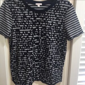 ❤️GAP - Navy Leopard Print & Stripe Top - S